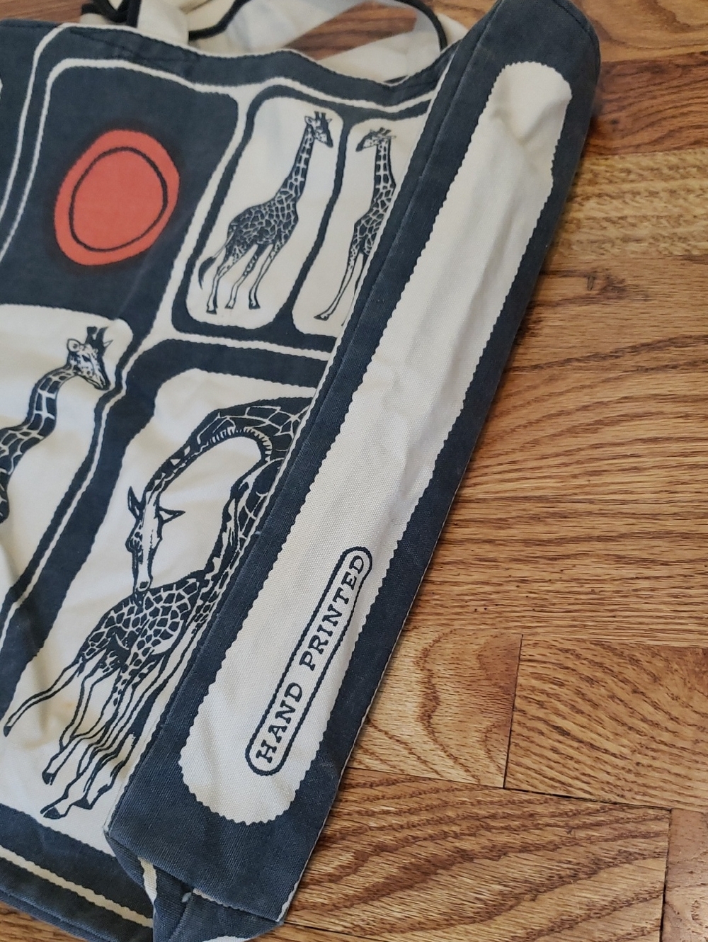 Hand Printed Giraffe Tote by COQ D'OR - 16"H X 12"W X 3" D - Picture 5 of 16